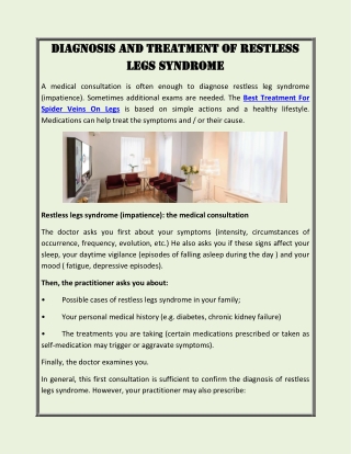 Diagnosis and treatment of restless legs syndrome