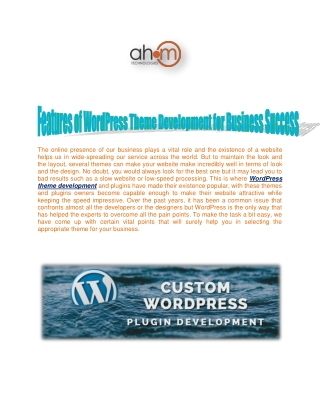 Features of WordPress Theme Development for Business Success