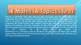 Ib Maths IA Topics Ideas