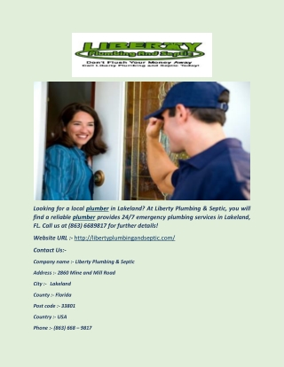 Local Plumber in Lakeland, FL - Liberty Plumbing & Septic