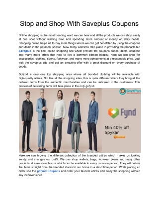 Stop and Shop With Saveplus Coupons