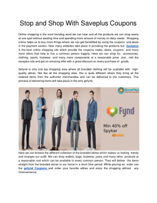 Stop and Shop With Saveplus Coupons