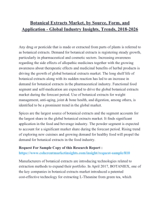 Botanical Extracts Market, by Source, Form, and Application - Global Industry Insights, Trends, 2018-2026