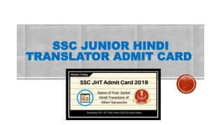 SSC Junior Hindi Translator Admit Card 2019 Download For Paper 1