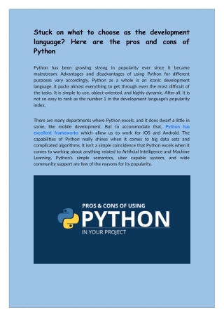 Pros and Cons of Python Open Source Programming Language
