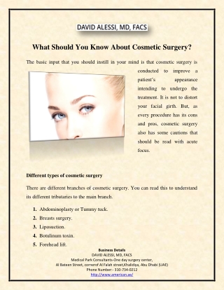 What Should You Know About Cosmetic Surgery?
