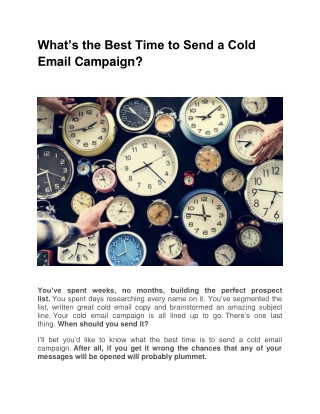 What’s the Best Time to Send a Cold Email Campaign?