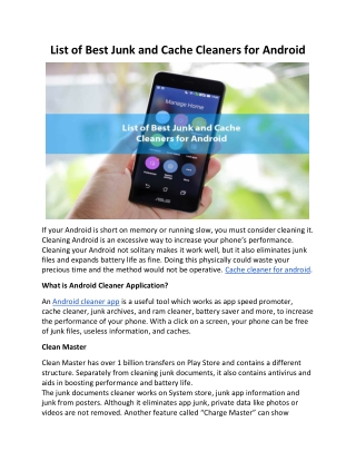 List of Best Junk and Cache Cleaners for Android