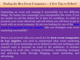 Finding the Best Event Companies – A Few Tips to Follow