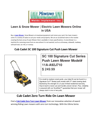 Lawn & Snow Mower | Electric Lawn Mowers Online in USA