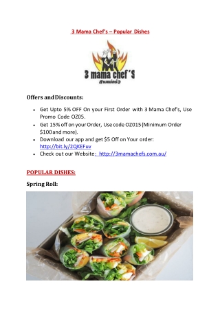 3 Mama Chef's Menu – 5% off - Thai restaurant Sydney