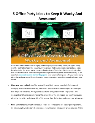 5 Office Party Ideas To Keep It Wacky And Awesome!