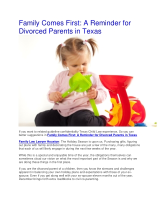 Family Comes First: A Reminder for Divorced Parents in Texas