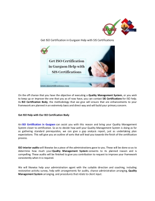 Get ISO Certification in Gurgaon Help with SIS Certifications