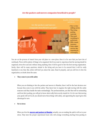 Are the packers and movers companies beneficial to people?