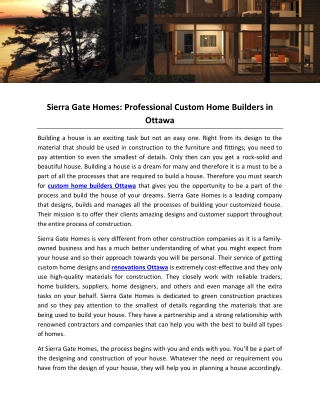 Sierra Gate Homes: Professional Custom Home Builders in Ottawa