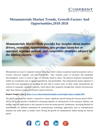 Metamaterials Market 2018 To 2026: Analyzed By Offering, Deployment, End-User Vertical, And Geography