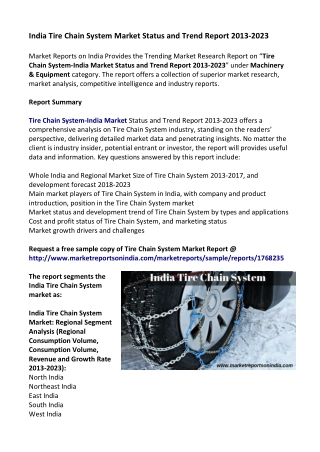 India Tire Chain System Market Research Report 2013-2023