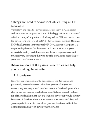 5 things you need to be aware of while Hiring a PHP Developer