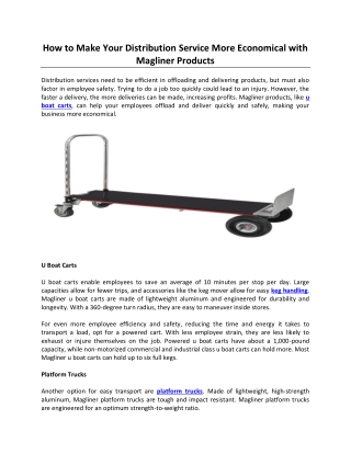 How to Make Your Distribution Service More Economical with Magliner Products