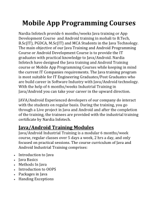 Mobile App Programming Courses