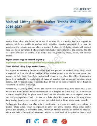 Medical Lifting Slings Market Trends And Outlook 2019-2027