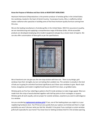 Know the Purpose of Window and Door Grids at HEARTCENT HEIRLOOMS