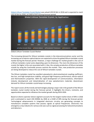 Global Lithium Tantalate Crystal Market