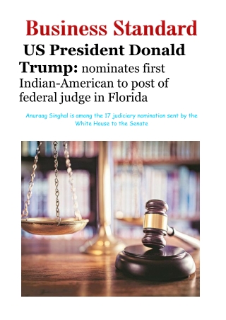 Us president donald trump nominates first indian-american to post of federal judge in florida