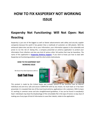 HOW TO FIX KASPERSKY NOT WORKING ISSUE