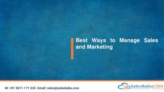 Best Ways to Manage Sales and Marketing