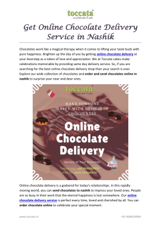 Get Online Chocolate Delivery Service in Nashik