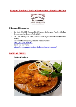 5% off – Sangam Tandoori Indian Restaurant Williamstown