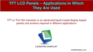 TFT LCD Panels – Applications In Which They Are Used