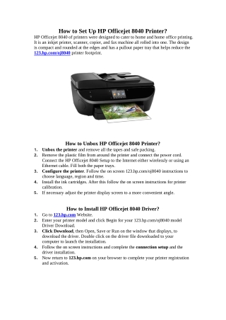 How to Set Up HP Officejet 8040 Printer?