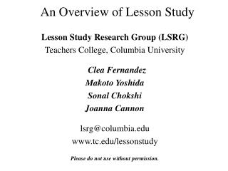 An Overview of Lesson Study