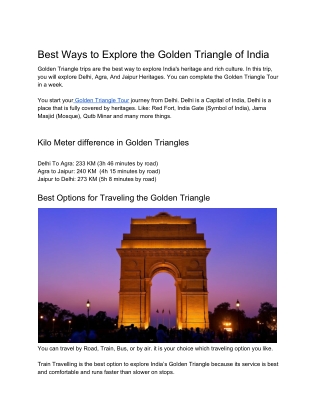 Best Ways to Explore the Golden Triangle of India