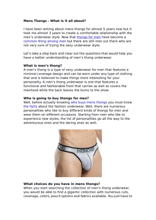 Mens thongs what is it all about