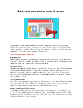 How to create new content for your email campaign?