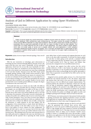 Analysis of QoS in Different Application by using Opnet Workbench