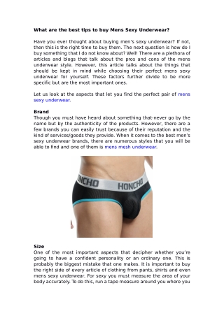What are the best tips to buy Mens Sexy Underwear?