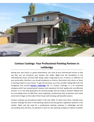 Contour Coatings: Your Professional Painting Partners in Lethbridge