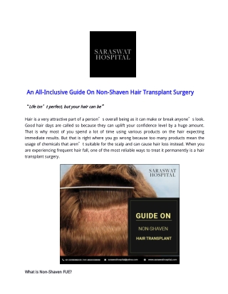 An All-Inclusive Guide On Non-Shaven Hair Transplant Surgery