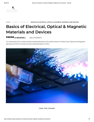 Basics of Electrical, Optical & Magnetic Materials and Devices - Edukite
