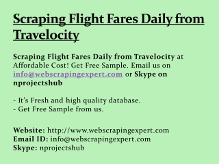 Scraping Flight Fares Daily from Travelocity