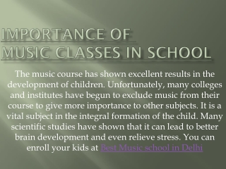 Importance of Music Classes in School