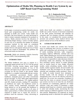 Optimization of Media Mix Planning in Health Care System by an AHP Based Goal Programming Model