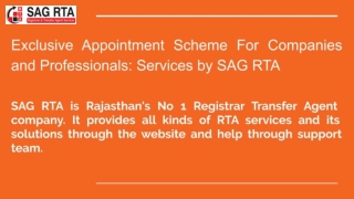 SAG RTA provides all types of RTA services