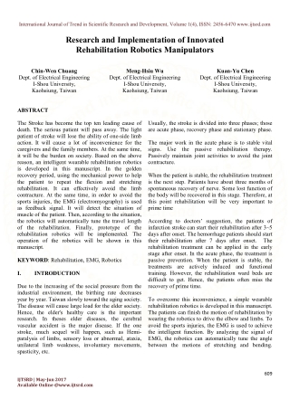 Research and Implementation of Innovated Rehabilitation Robotics Manipulators
