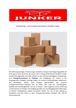 Verpackungs- und Umzugsunternehmen Potsdam Junker